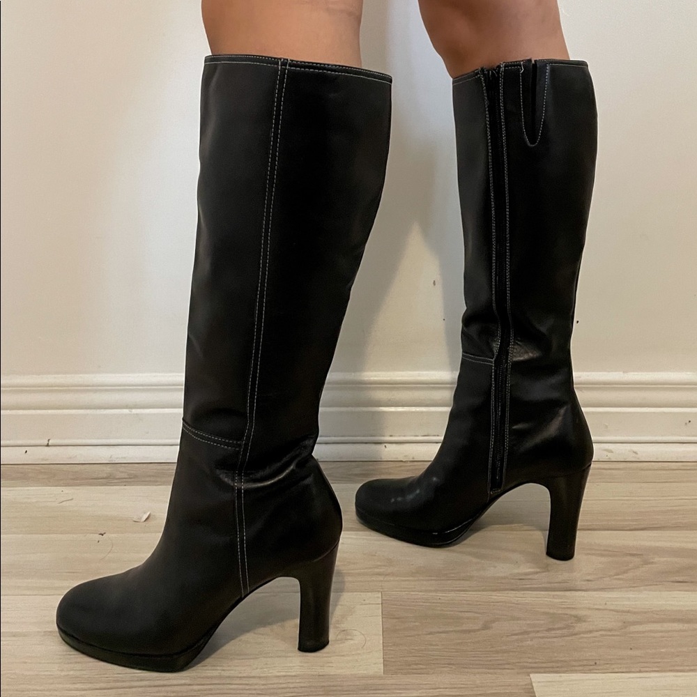 SOLD Back leather knee high boots